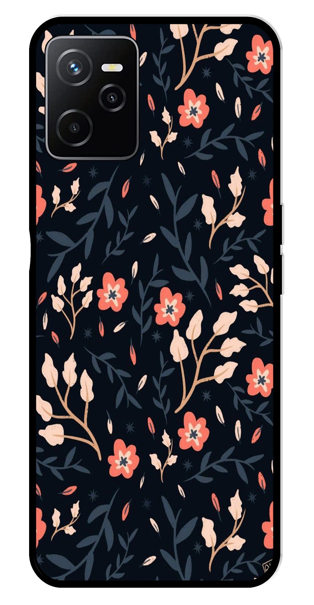 Floral Pattern Metal Mobile Case for Realme Narzo 50A Floral Pattern Metal Mobile Case for Realme Narzo 50A (Design No -10)