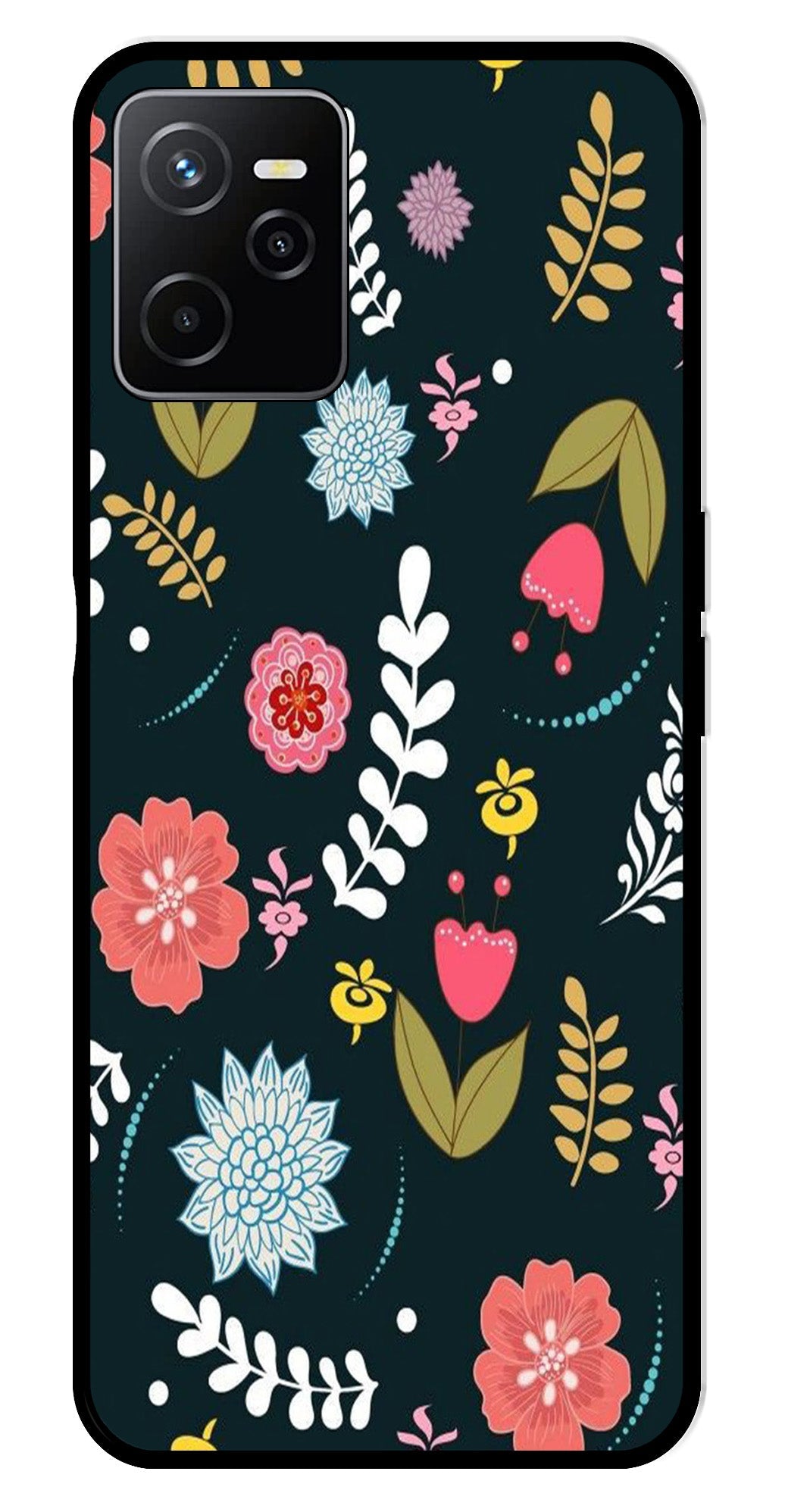 Floral Pattern2 Metal Mobile Case for Realme Narzo 50A Floral Pattern2 Metal Mobile Case for Realme Narzo 50A (Design No -12)