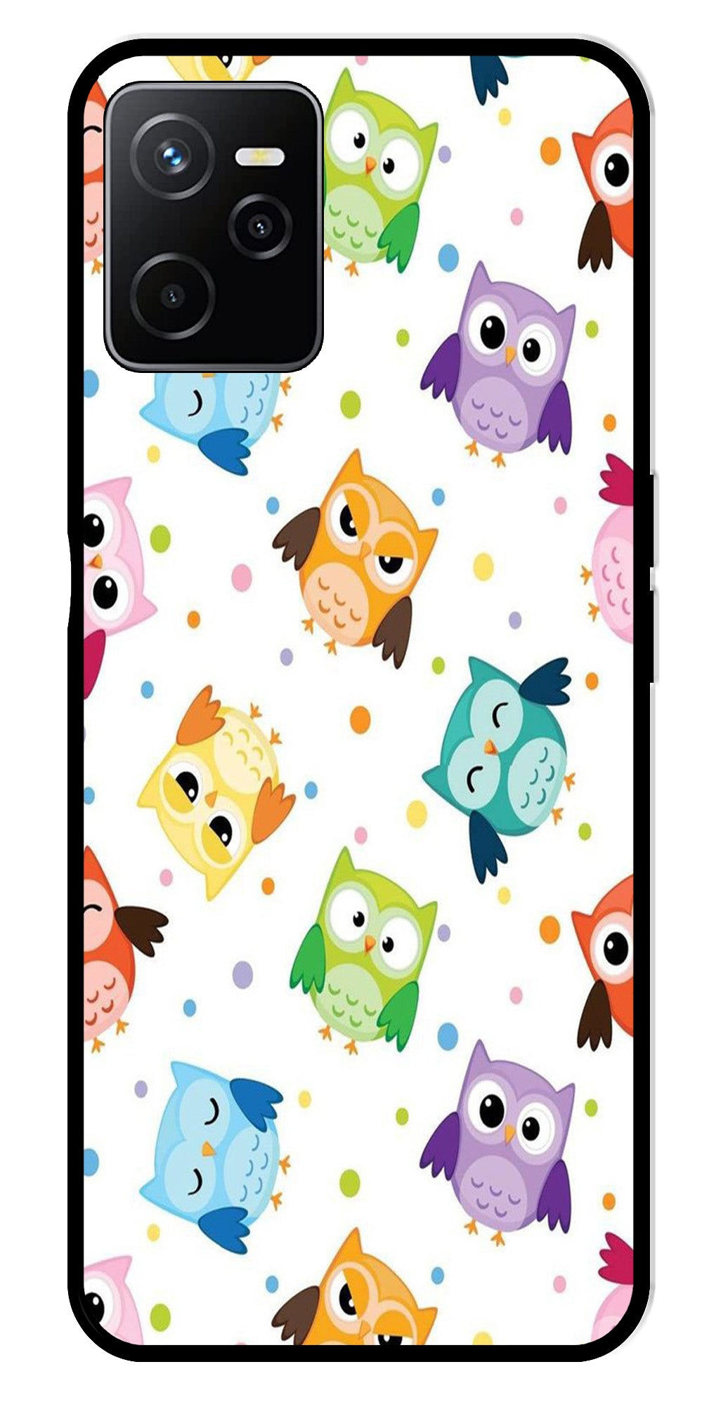 Owls Pattern Metal Mobile Case for Realme Narzo 50A Owls Pattern Metal Mobile Case for Realme Narzo 50A (Design No -20)