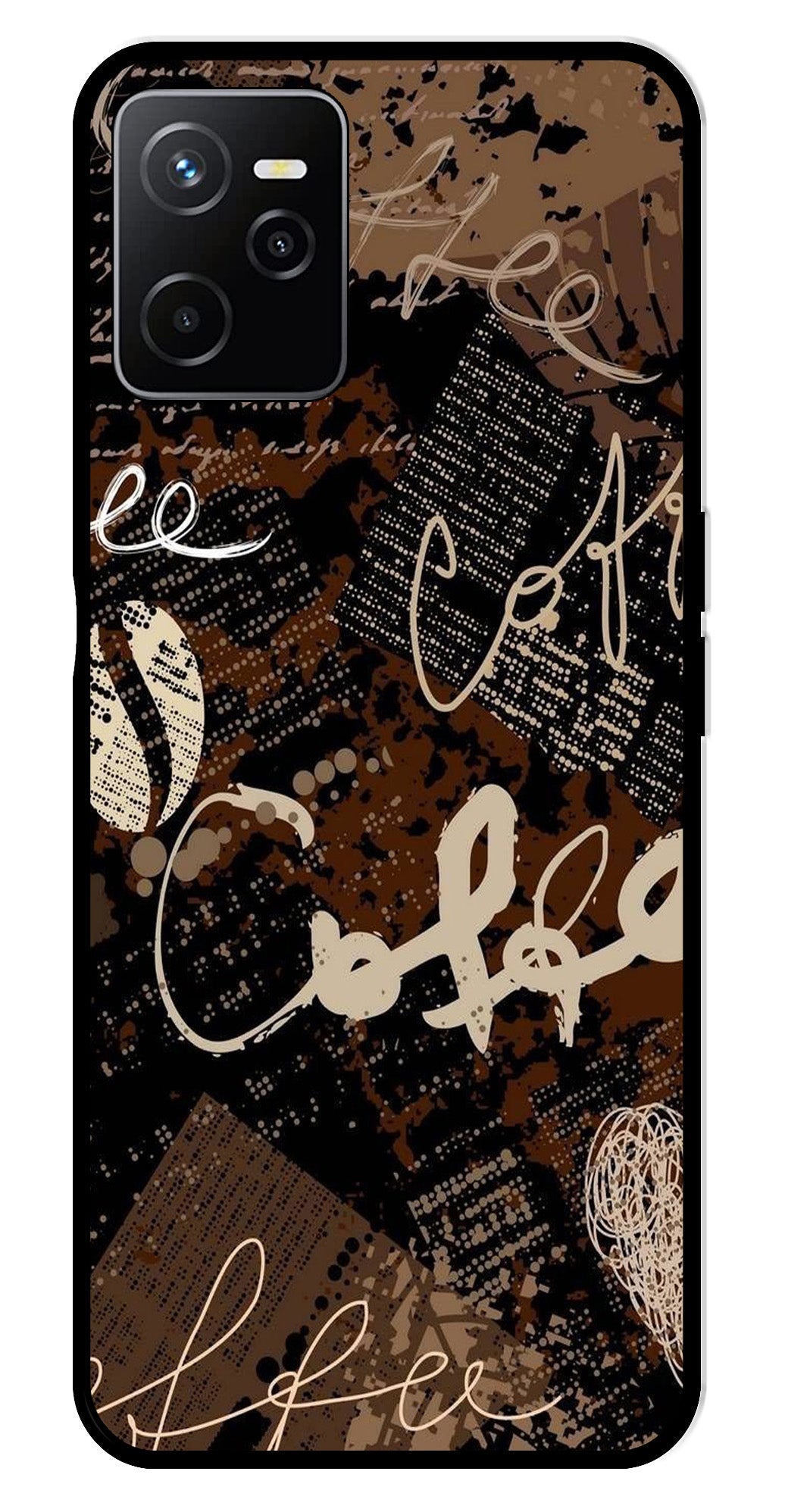 Coffee Pattern Metal Mobile Case for Realme Narzo 50A Coffee Pattern Metal Mobile Case for Realme Narzo 50A (Design No -37)