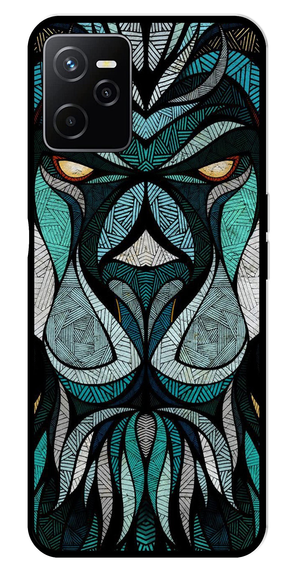 Lion Pattern Metal Mobile Case for Realme Narzo 50A Lion Pattern Metal Mobile Case for Realme Narzo 50A (Design No -40)