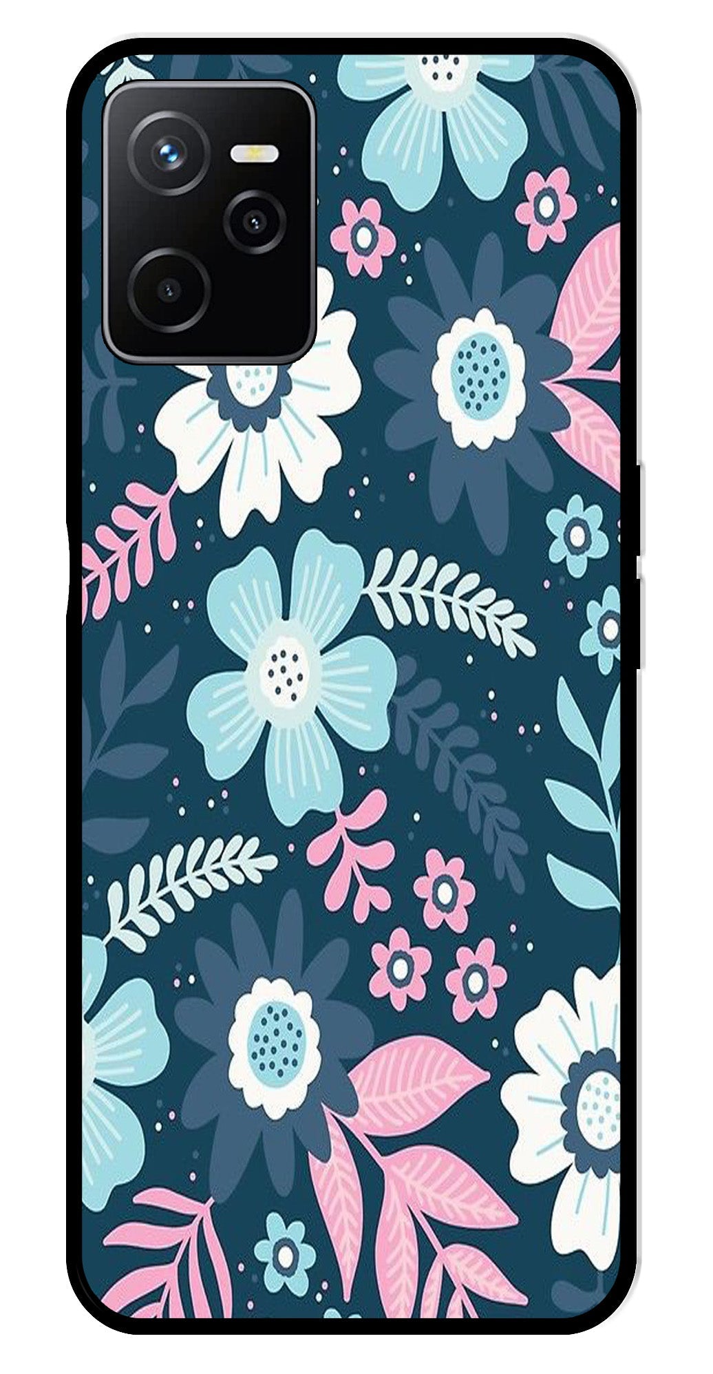 Flower Leaves Design Metal Mobile Case for Realme Narzo 50A Flower Leaves Design Metal Mobile Case for Realme Narzo 50A (Design No -50)