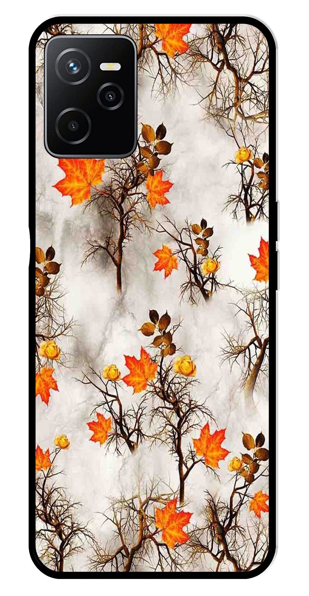 Autumn leaves Metal Mobile Case for Realme Narzo 50A Autumn leaves Metal Mobile Case for Realme Narzo 50A (Design No -55)