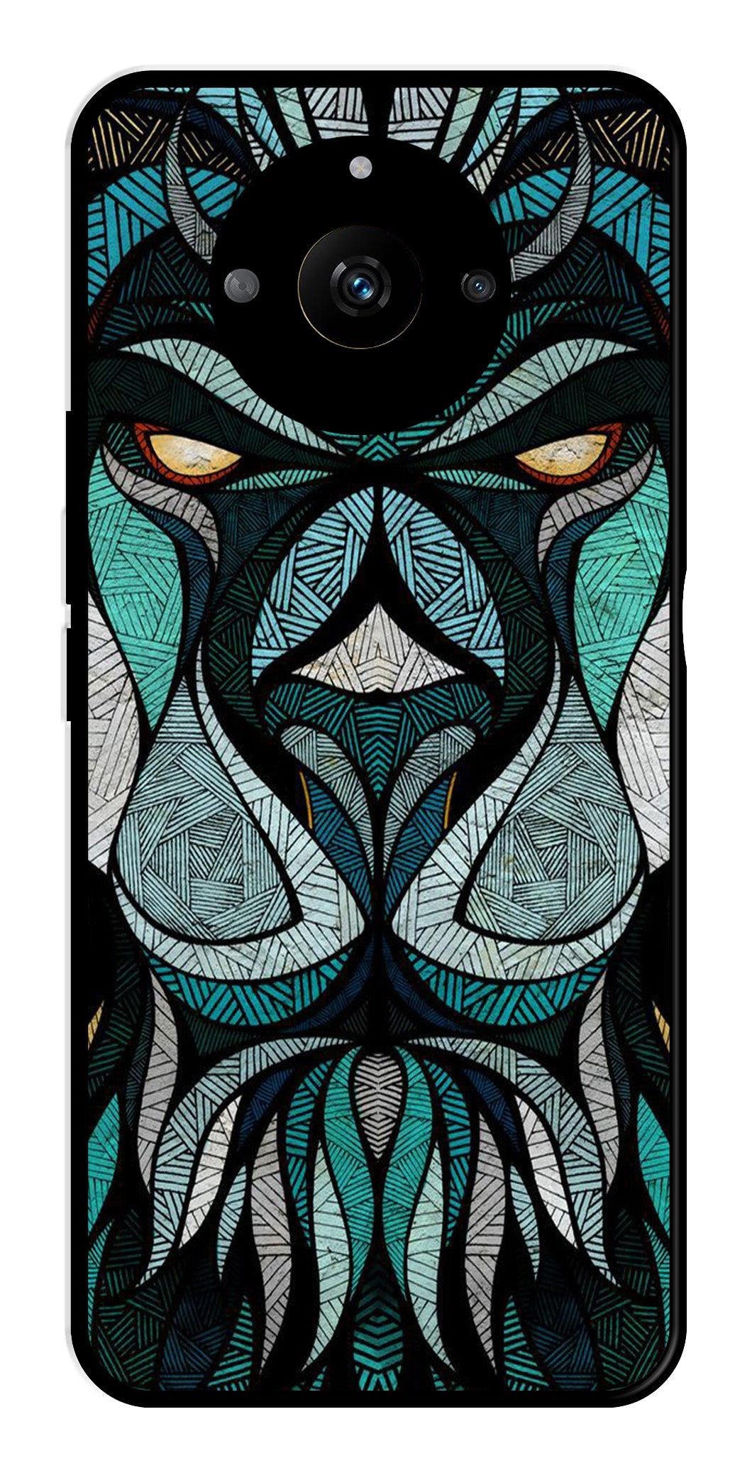 Lion Pattern Metal Mobile Case for Realme Narzo 60 5G Lion Pattern Metal Mobile Case for Realme Narzo 60 5G (Design No -40)
