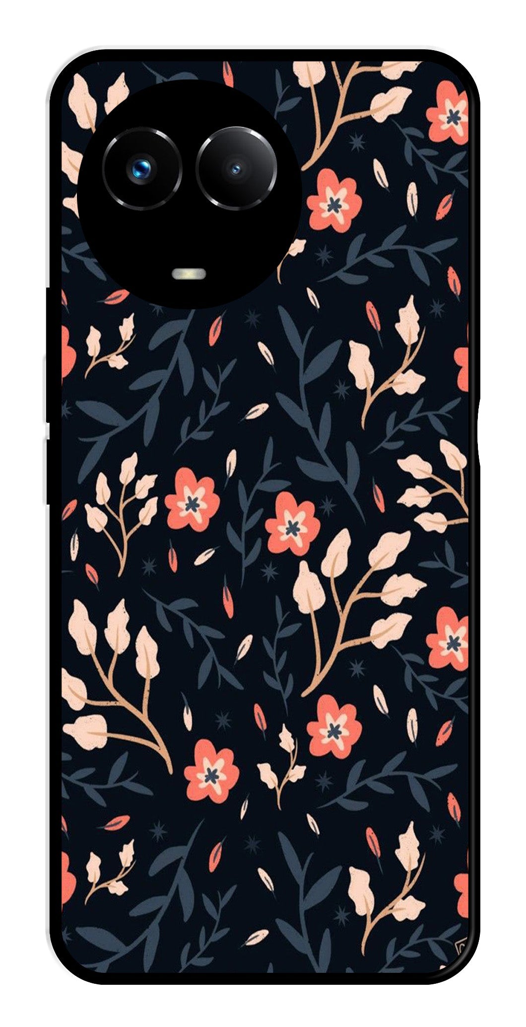 Floral Pattern Metal Mobile Case for Realme Narzo 60X 5G Floral Pattern Metal Mobile Case for Realme Narzo 60X 5G (Design No -10)