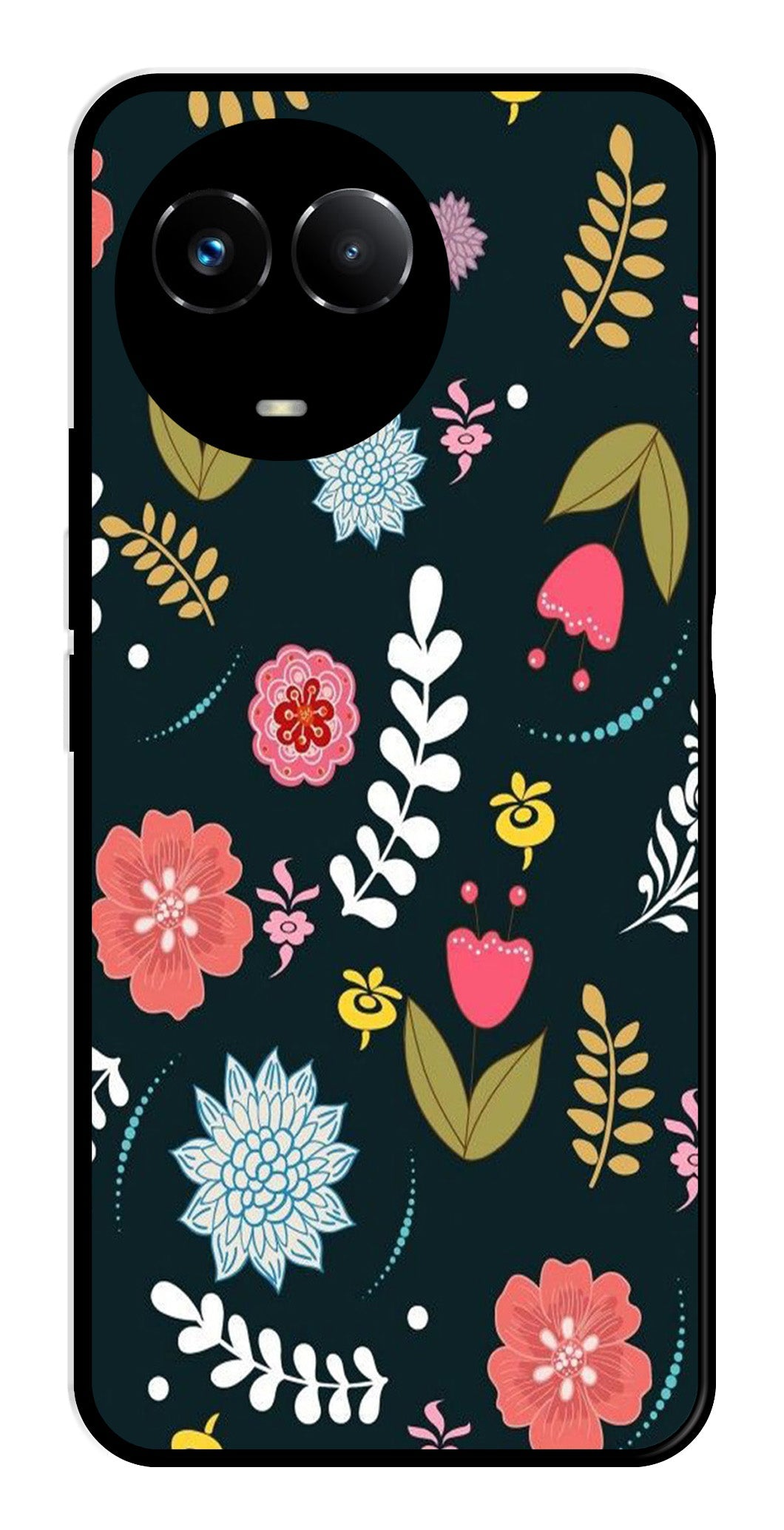 Floral Pattern2 Metal Mobile Case for Realme Narzo 60X 5G Floral Pattern2 Metal Mobile Case for Realme Narzo 60X 5G (Design No -12)