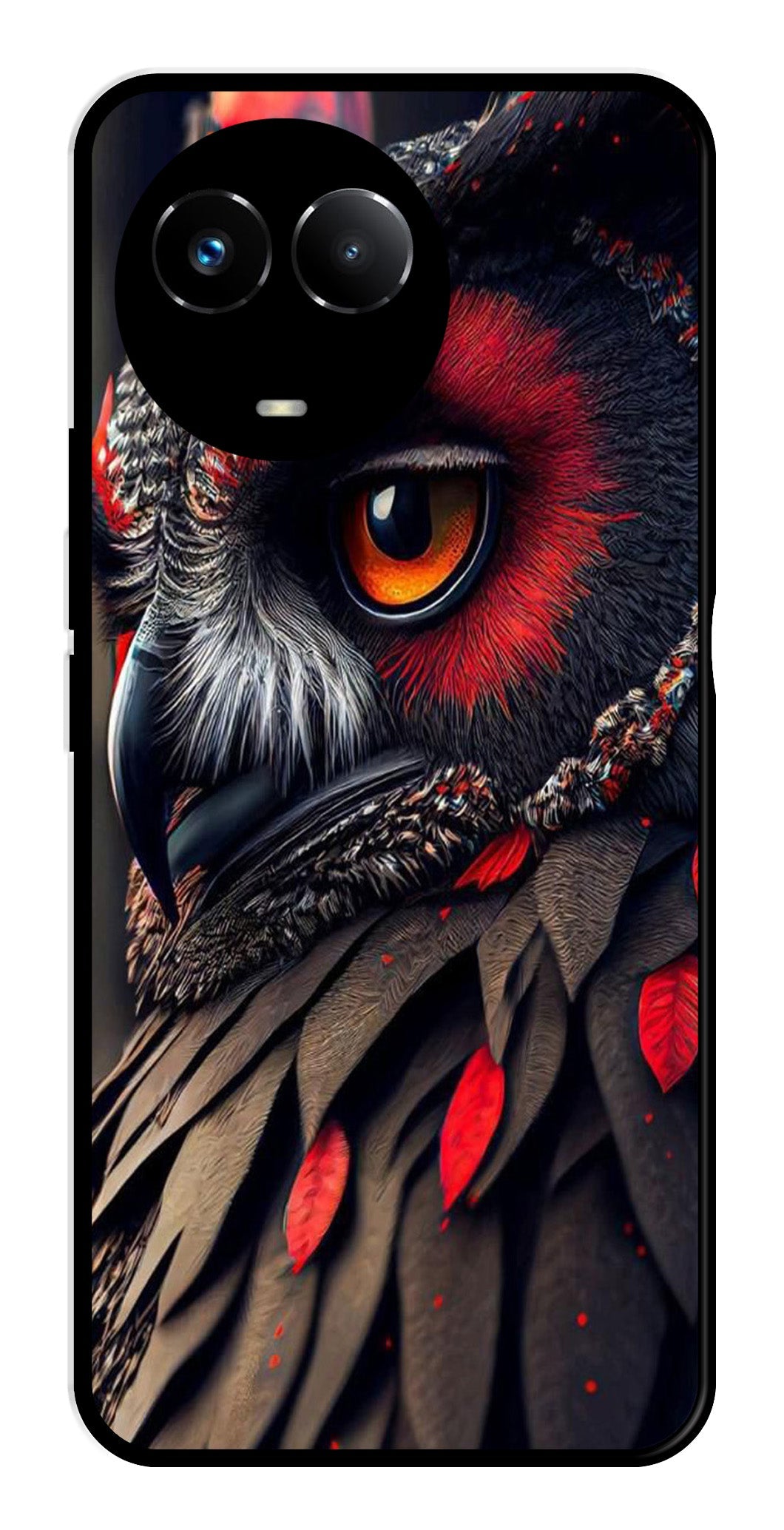 Owl Design Metal Mobile Case for Realme Narzo 60X 5G Owl Design Metal Mobile Case for Realme Narzo 60X 5G (Design No -26)