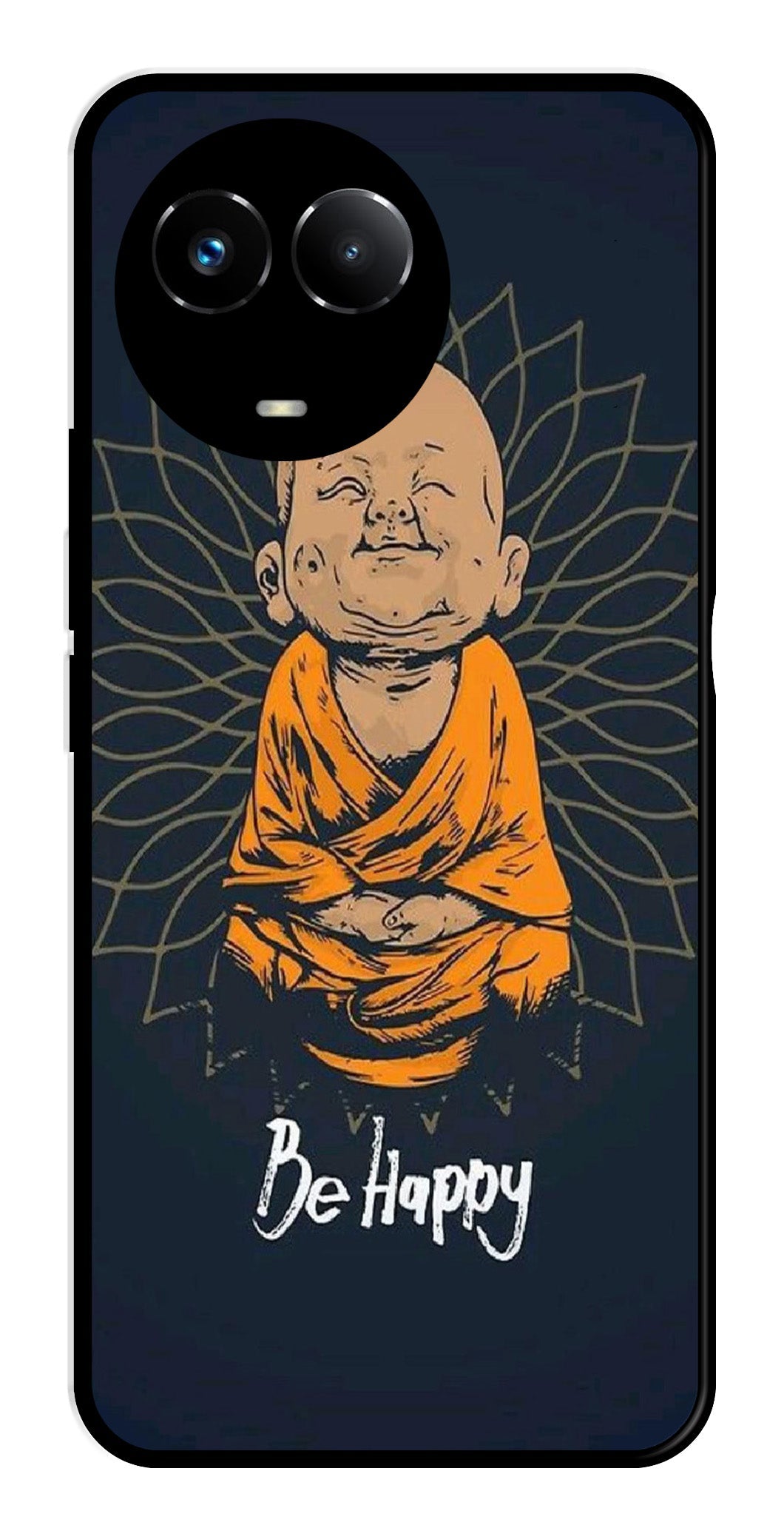 Be Happy Metal Mobile Case for Realme Narzo 60X 5G Be Happy Metal Mobile Case for Realme Narzo 60X 5G (Design No -27)