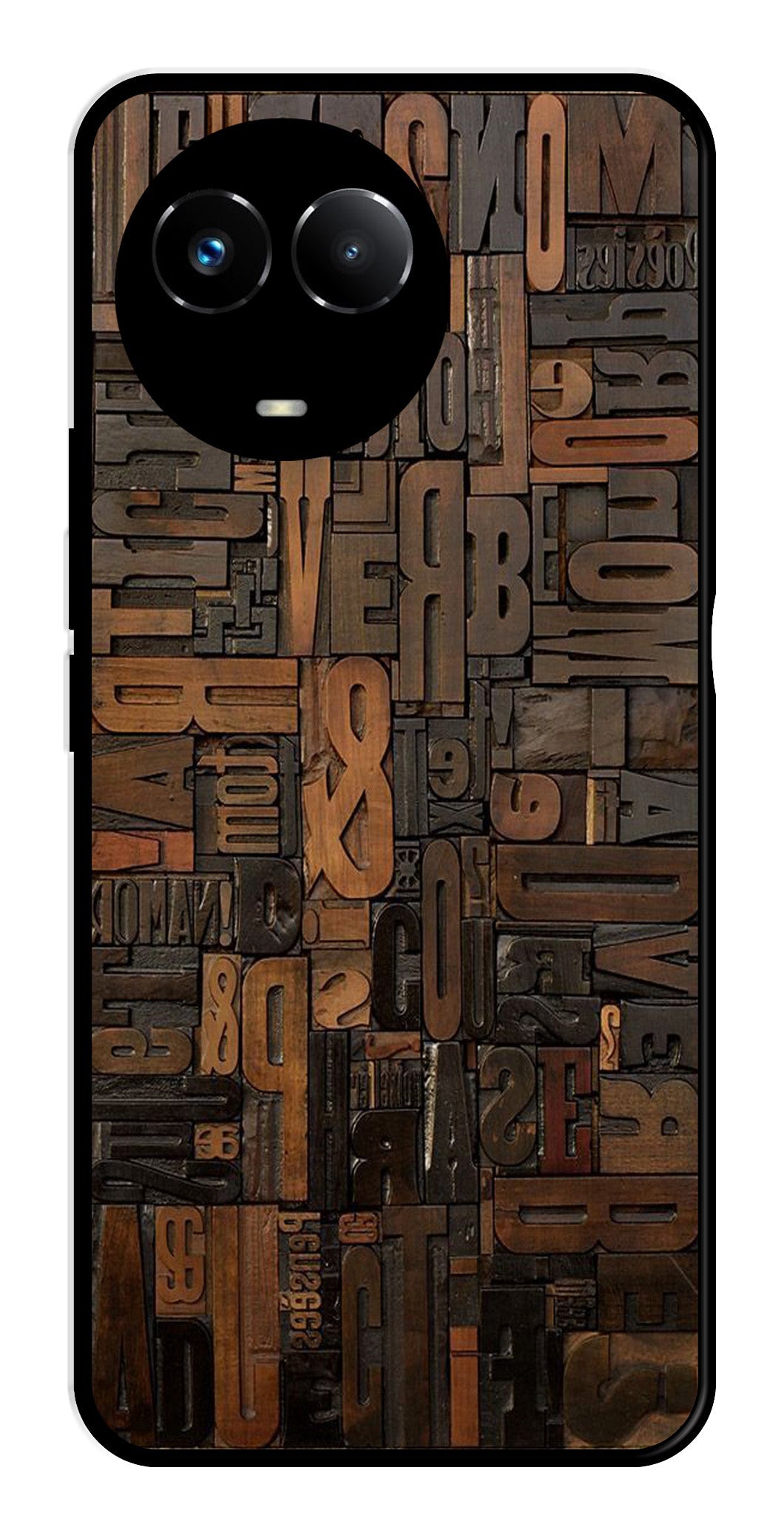 Alphabets Metal Mobile Case for Realme Narzo 60X 5G Alphabets Metal Mobile Case for Realme Narzo 60X 5G (Design No -32)