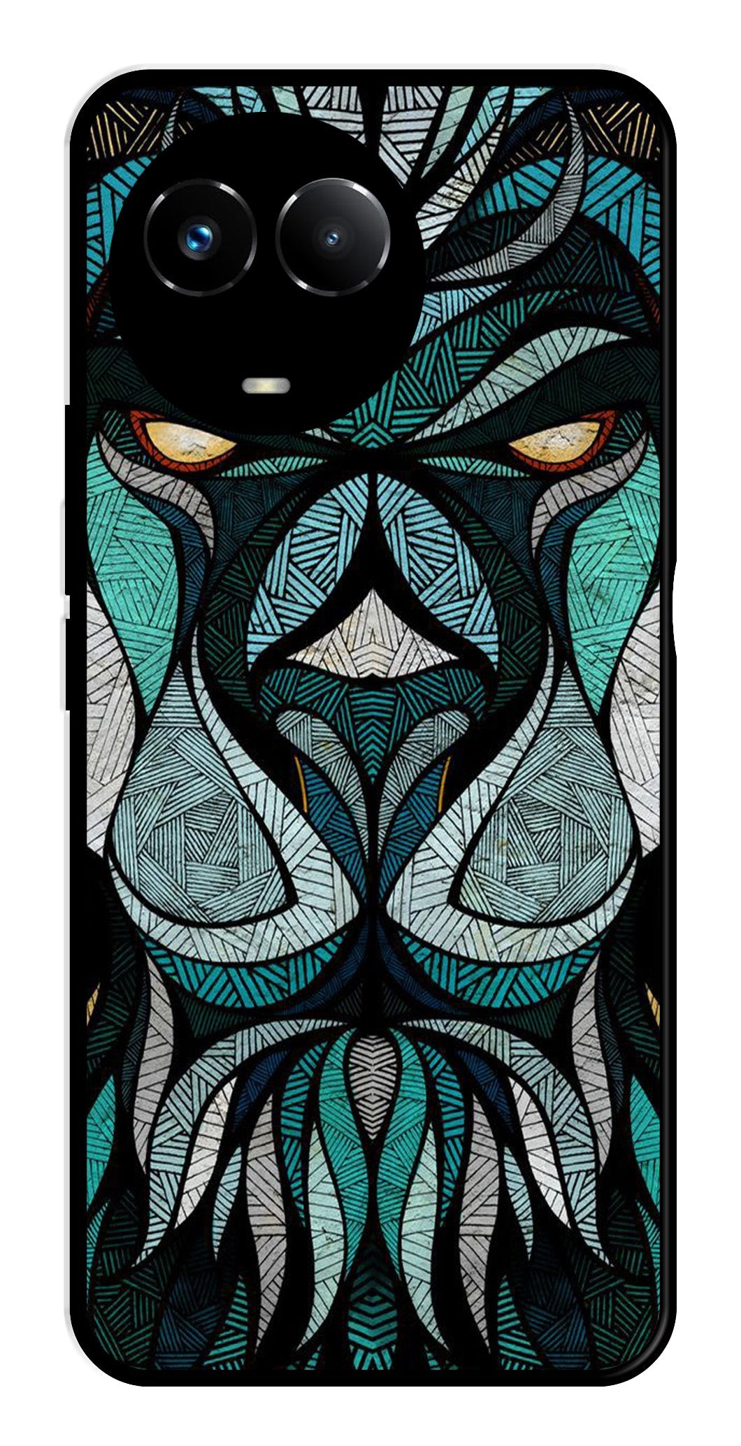 Lion Pattern Metal Mobile Case for Realme Narzo 60X 5G Lion Pattern Metal Mobile Case for Realme Narzo 60X 5G (Design No -40)