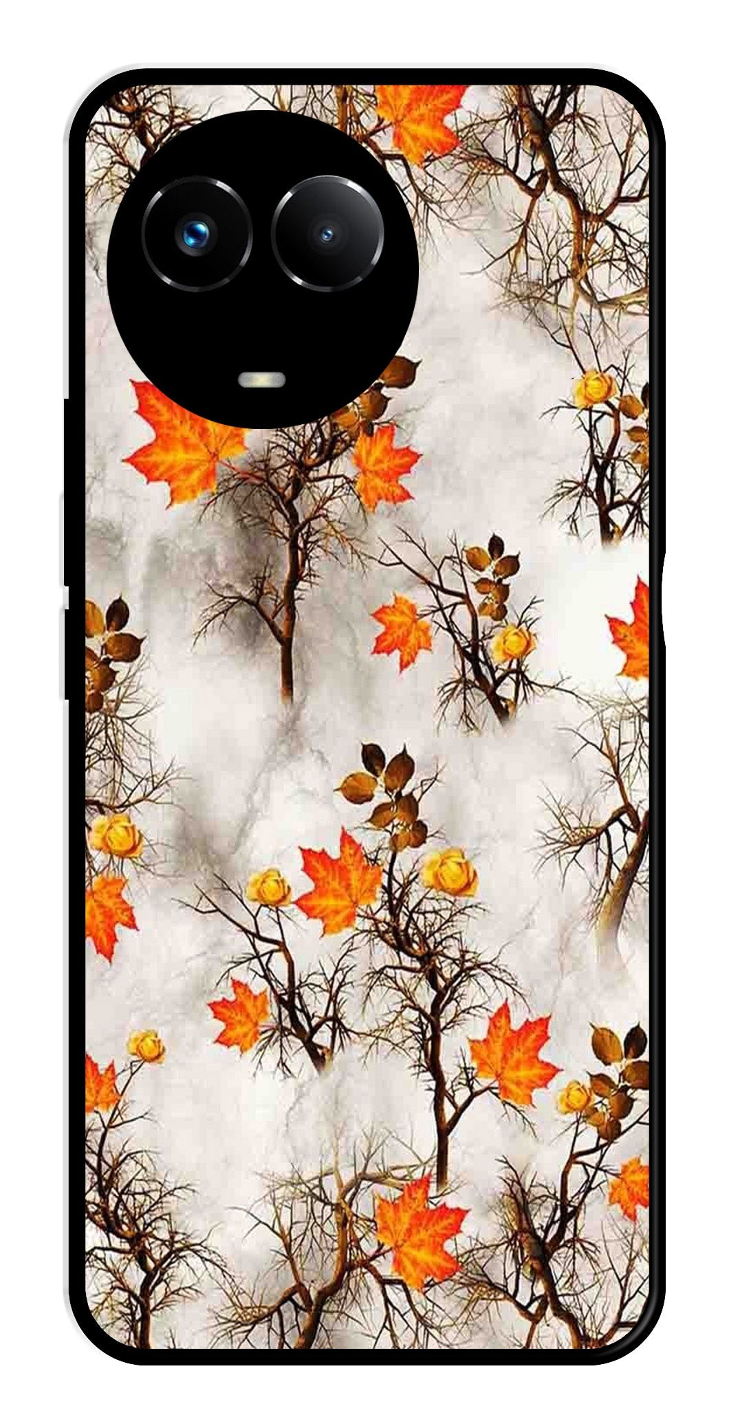 Autumn leaves Metal Mobile Case for Realme Narzo 60X 5G (Design No -55)