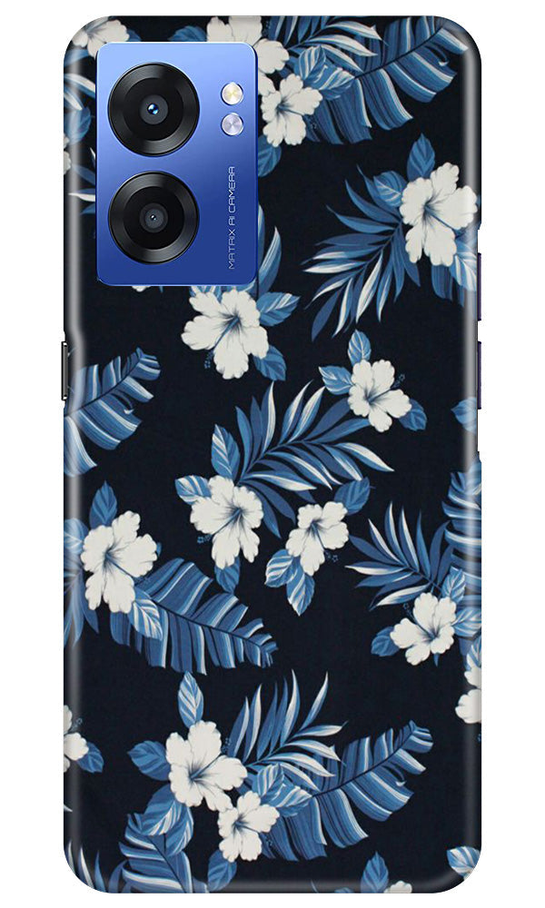 White flowers Blue Background2 Mobile Back Case for Realme Narzo 50 5G (Design - 15) White flowers Blue Background2 Case for Realme Narzo 50 5G