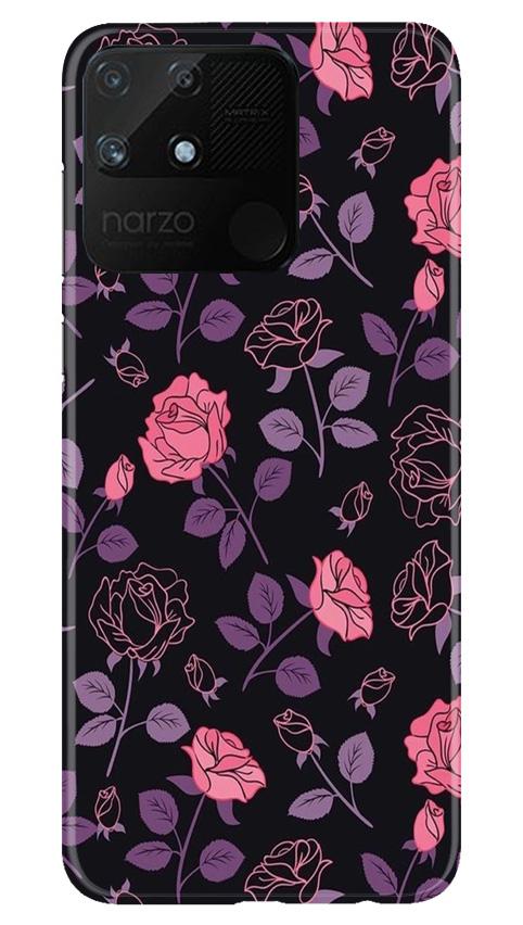 Rose Pattern Mobile Back Case for Realme Narzo 50A (Design - 2) Rose Pattern Case for Realme Narzo 50A