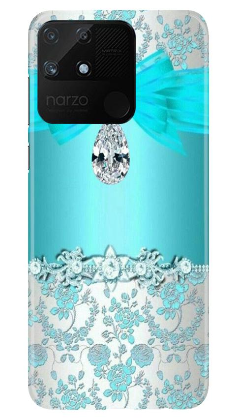 Shinny Blue Background Mobile Back Case for Realme Narzo 50A (Design - 32) Shinny Blue Background Case for Realme Narzo 50A