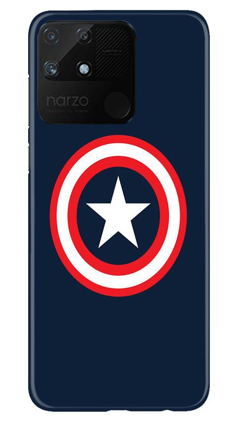 Captain America Mobile Back Case for Realme Narzo 50A (Design - 42) Captain America Case for Realme Narzo 50A