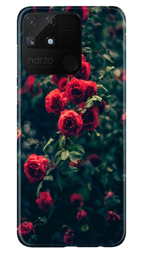 Red Rose Mobile Back Case for Realme Narzo 50A (Design - 66) Red Rose Case for Realme Narzo 50A