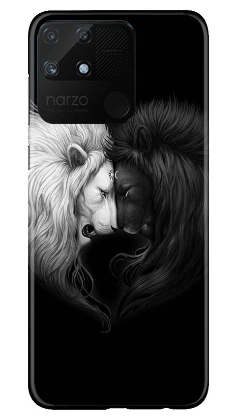 Dark White Lion Mobile Back Case for Realme Narzo 50A (Design - 140) Dark White Lion Case for Realme Narzo 50A (Design - 140)