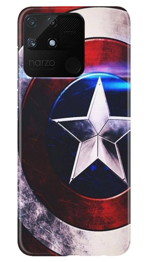 Captain America Shield Mobile Back Case for Realme Narzo 50A (Design - 250) Captain America Shield Case for Realme Narzo 50A (Design No. 250)