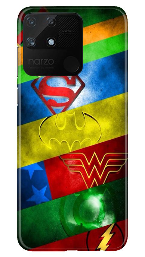 Superheros Logo Mobile Back Case for Realme Narzo 50A (Design - 251) Superheros Logo Case for Realme Narzo 50A (Design No. 251)