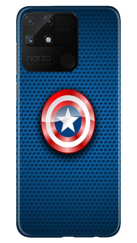 Captain America Shield Mobile Back Case for Realme Narzo 50A (Design - 253) Captain America Shield Case for Realme Narzo 50A (Design No. 253)