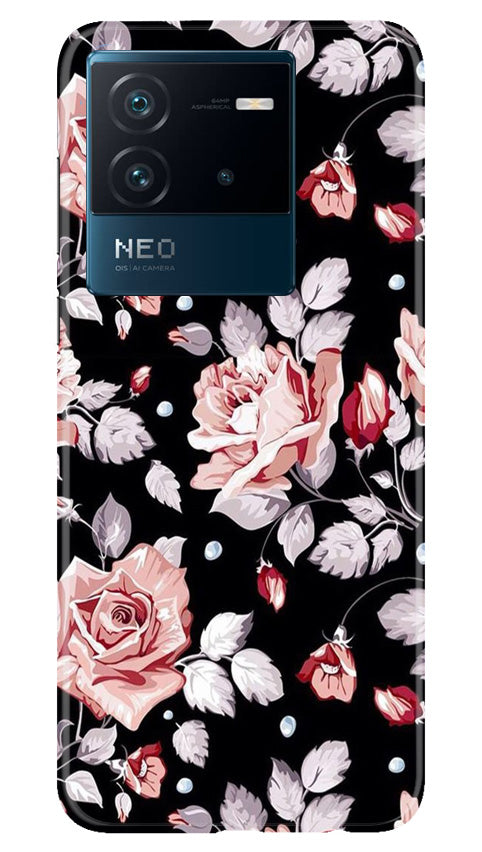 Pink rose Mobile Back Case for iQOO Neo 6 5G (Design - 12) Pink rose Case for iQOO Neo 6 5G
