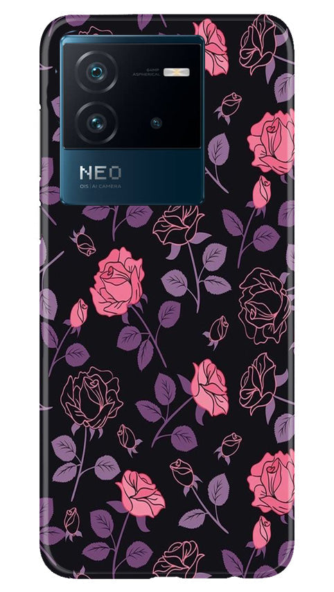 Rose Black Background Mobile Back Case for iQOO Neo 6 5G (Design - 27) Rose Black Background Case for iQOO Neo 6 5G
