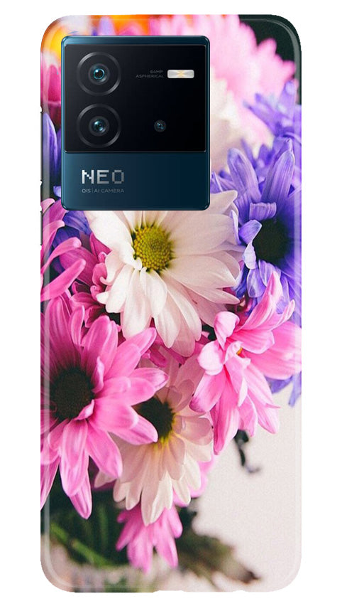 Coloful Daisy Mobile Back Case for iQOO Neo 6 5G (Design - 73) Coloful Daisy Case for iQOO Neo 6 5G