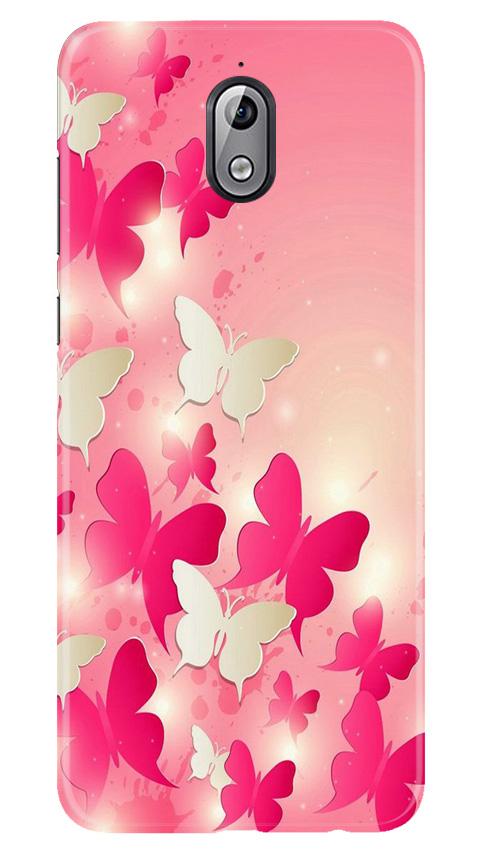 White Pick Butterflies Mobile Back Case for Nokia 3.1 (Design - 28) White Pick Butterflies Case for Nokia 3.1