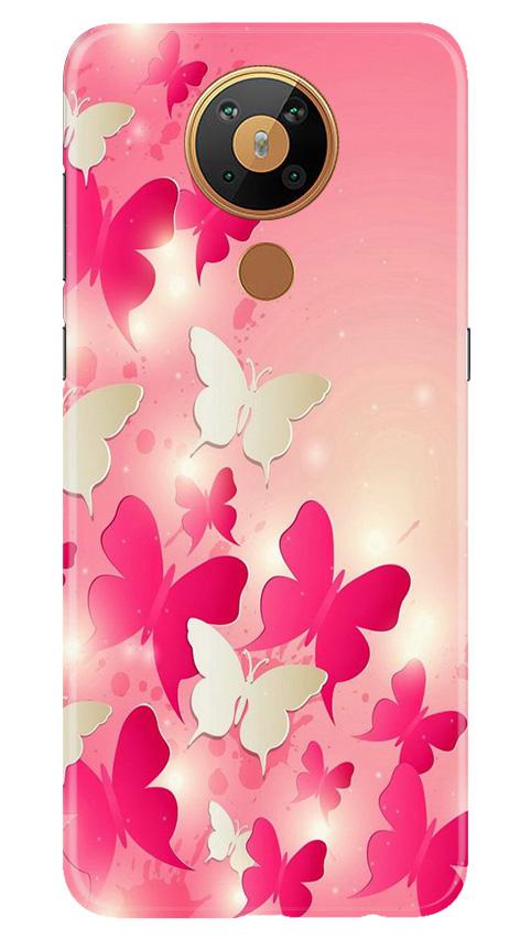 White Pick Butterflies Mobile Back Case for Nokia 5.3 (Design - 28) White Pick Butterflies Case for Nokia 5.3
