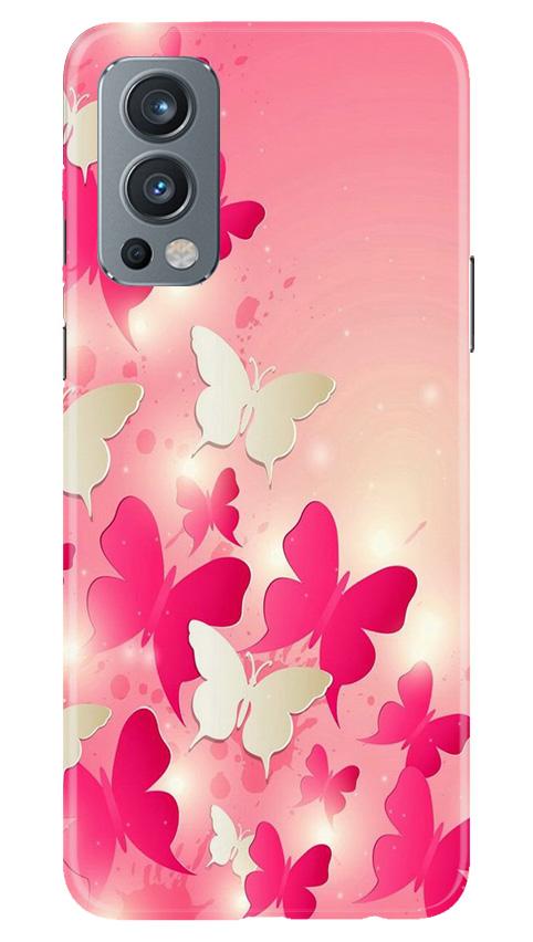 White Pick Butterflies Mobile Back Case for OnePlus Nord 2 5G (Design - 28) White Pick Butterflies Case for OnePlus Nord 2 5G
