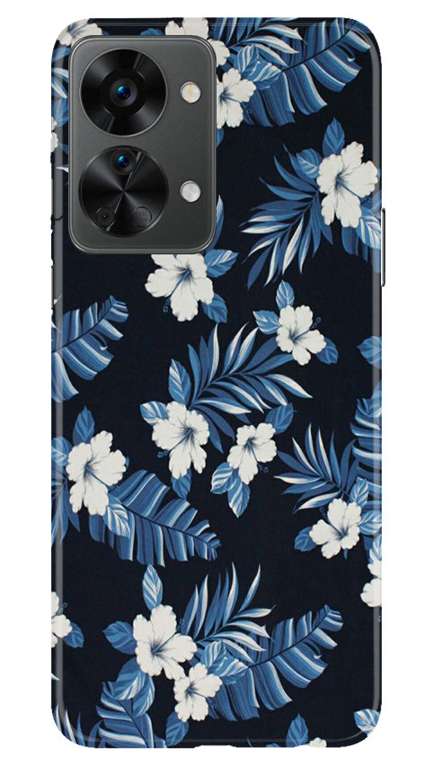 White flowers Blue Background2 Mobile Back Case for OnePlus Nord 2T 5G (Design - 15) White flowers Blue Background2 Case for OnePlus Nord 2T 5G