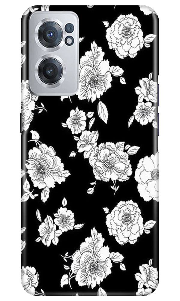 White flowers Black Background Mobile Back Case for OnePlus Nord CE 2 5G (Design - 9) White flowers Black Background Case for OnePlus Nord CE 2 5G