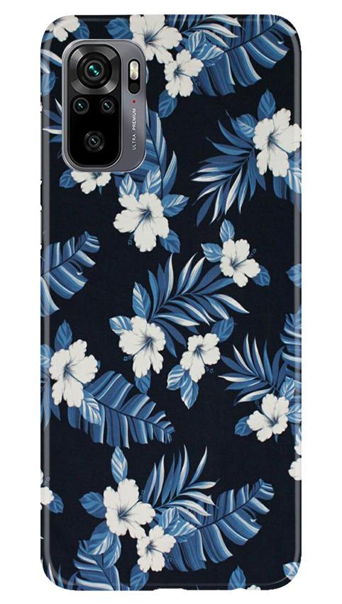 White flowers Blue Background2 Mobile Back Case for Redmi Note 10 (Design - 15) White flowers Blue Background2 Case for Redmi Note 10