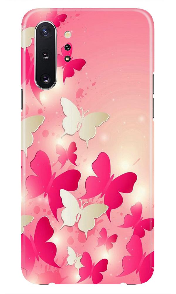 White Pick Butterflies Mobile Back Case for Samsung Galaxy Note 10 (Design - 28) White Pick Butterflies Case for Samsung Galaxy Note 10