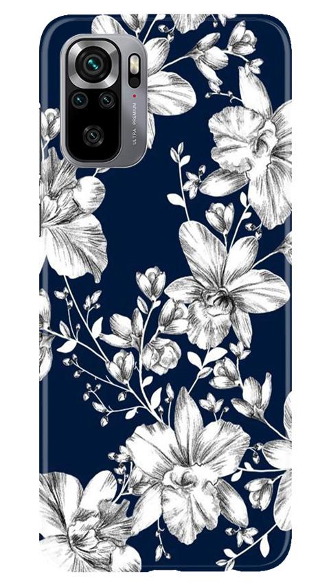 White flowers Blue Background Mobile Back Case for Redmi Note 10S (Design - 14) White flowers Blue Background Case for Redmi Note 10S