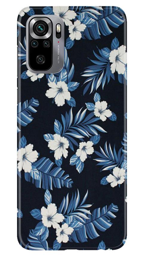 White flowers Blue Background2 Mobile Back Case for Redmi Note 10S (Design - 15) White flowers Blue Background2 Case for Redmi Note 10S