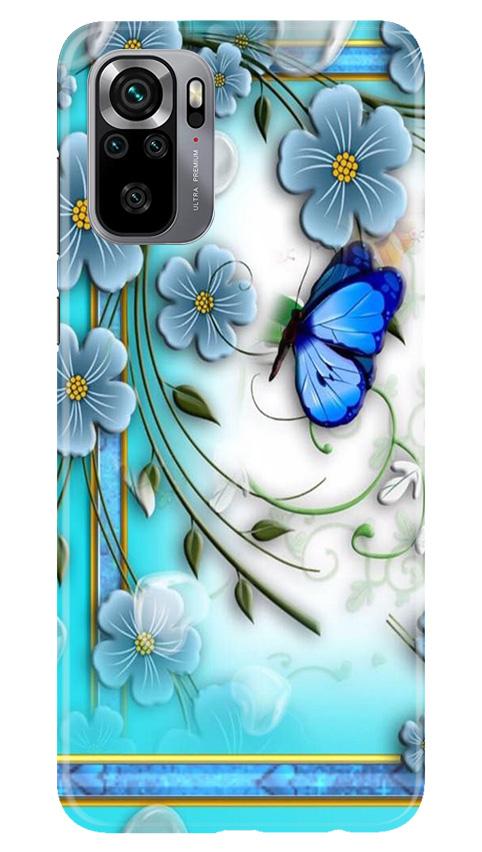 Blue Butterfly Mobile Back Case for Redmi Note 10S (Design - 21) Blue Butterfly Case for Redmi Note 10S