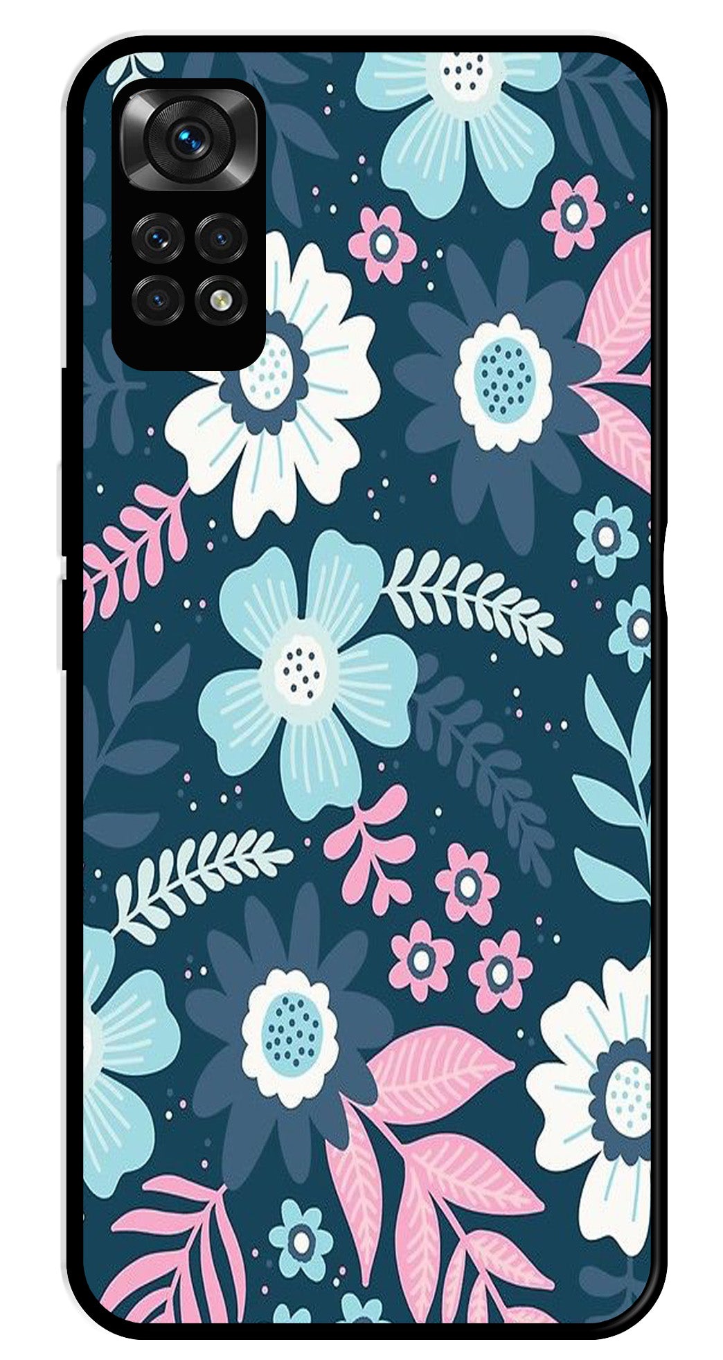 Flower Leaves Design Metal Mobile Case for Redmi Note 11s Flower Leaves Design Metal Mobile Case for Redmi Note 11s (Design No -50)