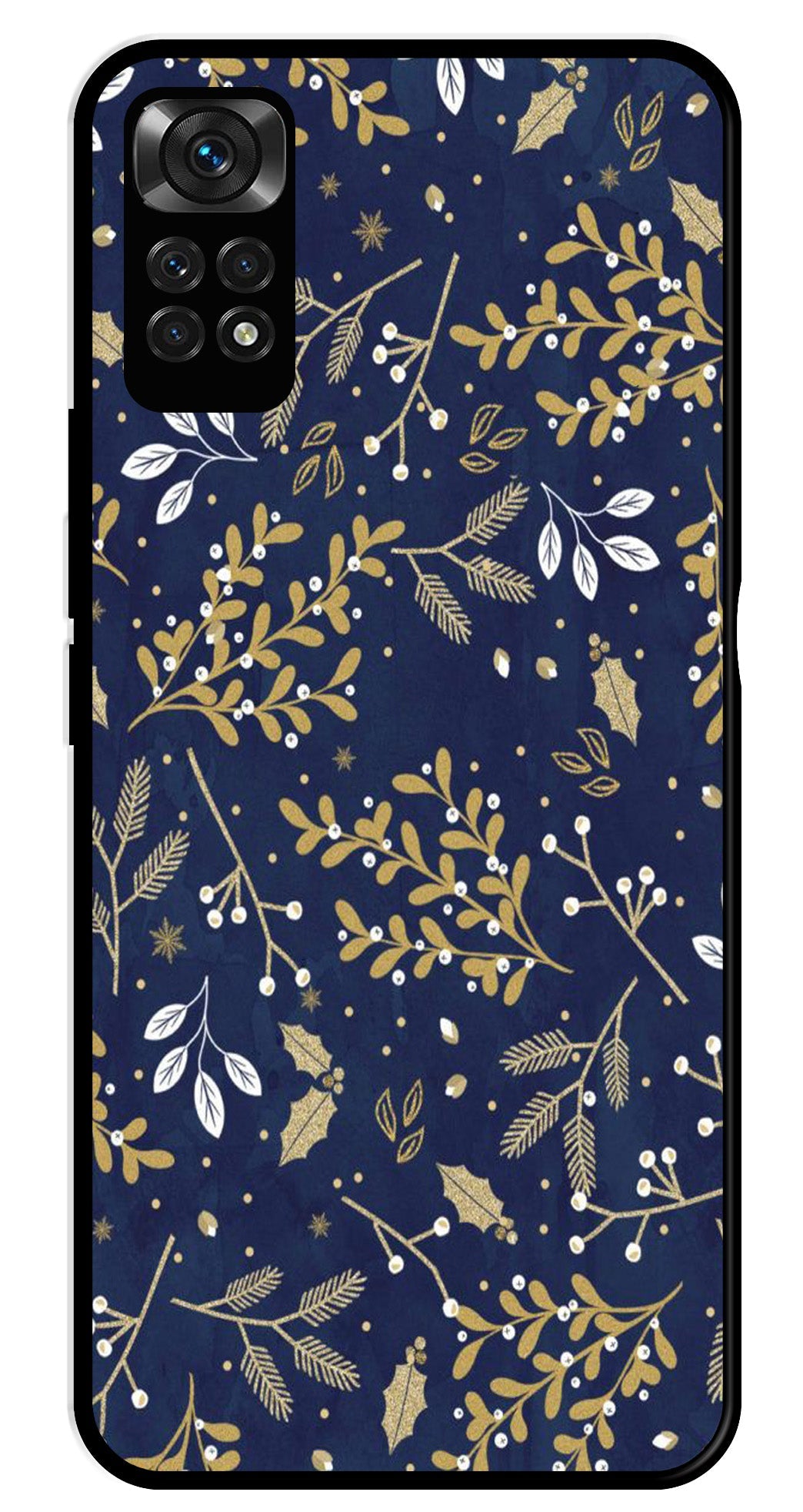Floral Pattern Metal Mobile Case for Redmi Note 11 Floral Pattern Metal Mobile Case for Redmi Note 11 (Design No -52)
