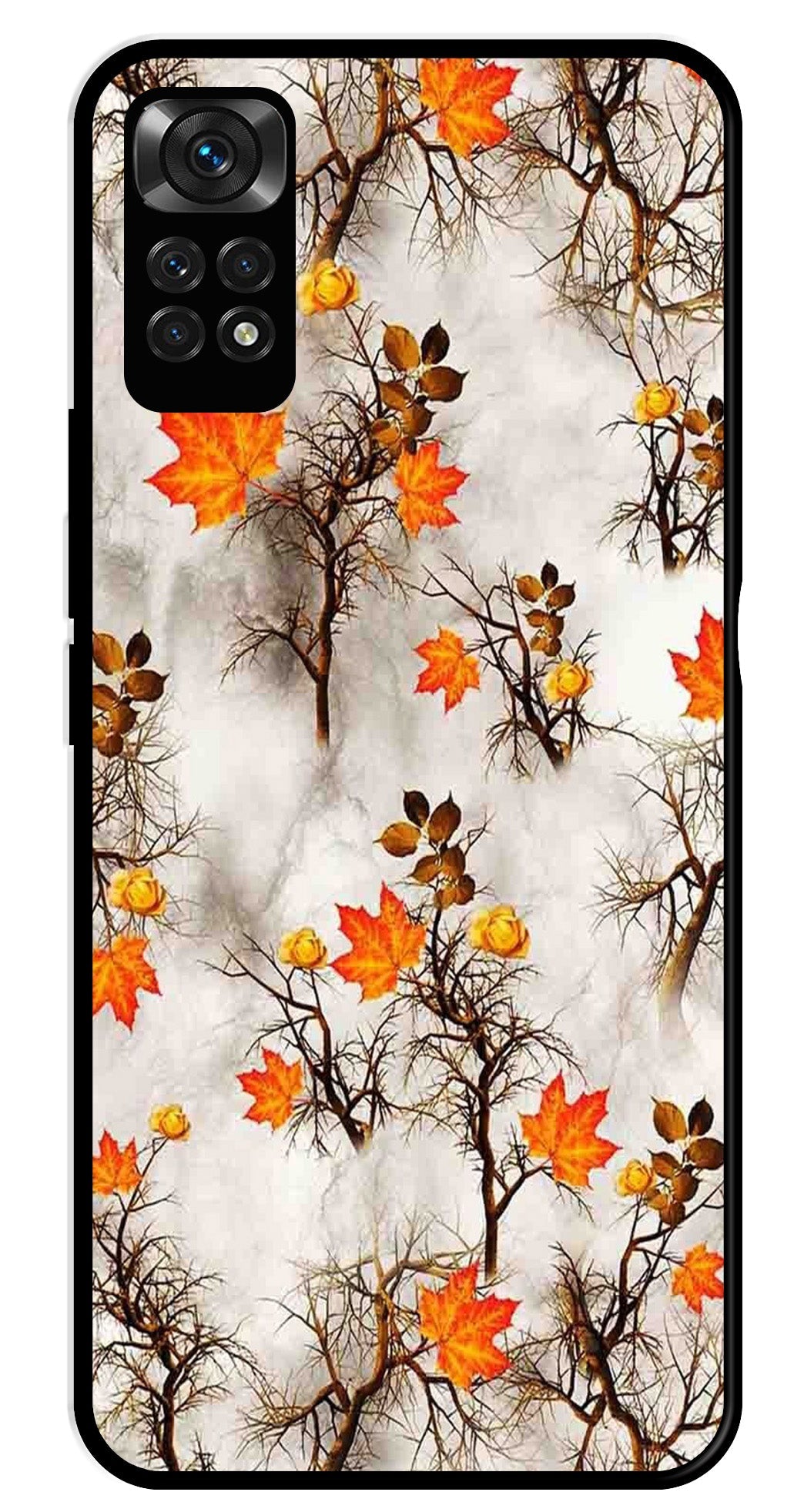 Autumn leaves Metal Mobile Case for Redmi Note 11s Autumn leaves Metal Mobile Case for Redmi Note 11s (Design No -55)