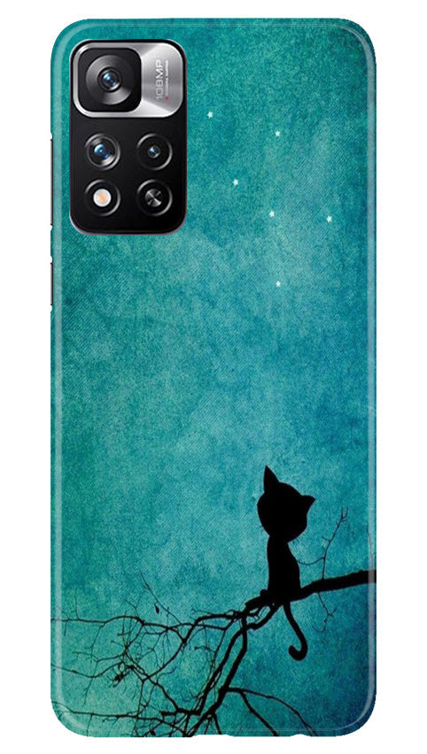 Moon cat Mobile Back Case for Redmi Note 11 Pro (Design - 70) Moon cat Case for Redmi Note 11 Pro