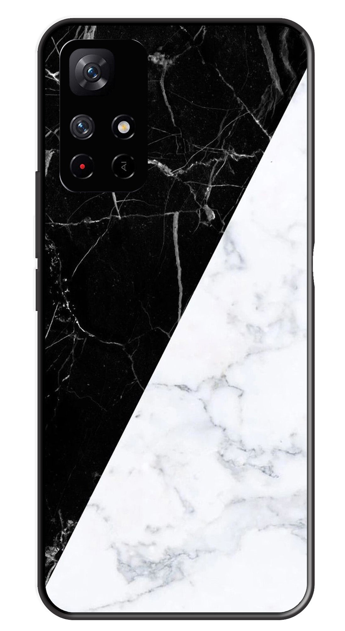 Black White Marble Design Metal Mobile Case for Redmi Note 11T Black White Marble Design Metal Mobile Case for Redmi Note 11T (Design No -09)