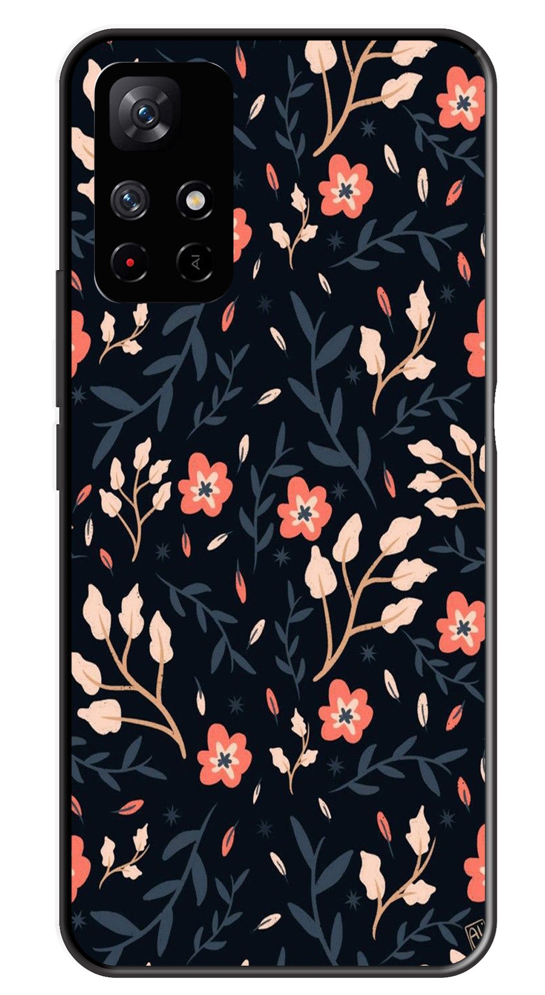 Floral Pattern Metal Mobile Case for Redmi Note 11T Floral Pattern Metal Mobile Case for Redmi Note 11T (Design No -10)
