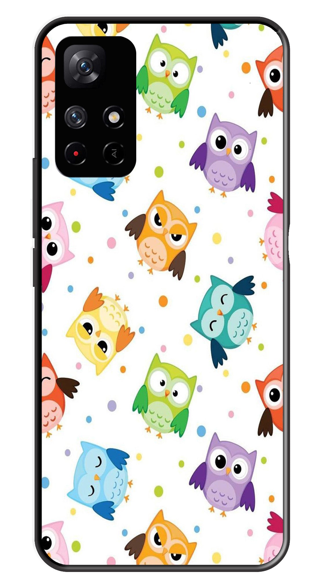 Owls Pattern Metal Mobile Case for Redmi Note 11T Owls Pattern Metal Mobile Case for Redmi Note 11T (Design No -20)
