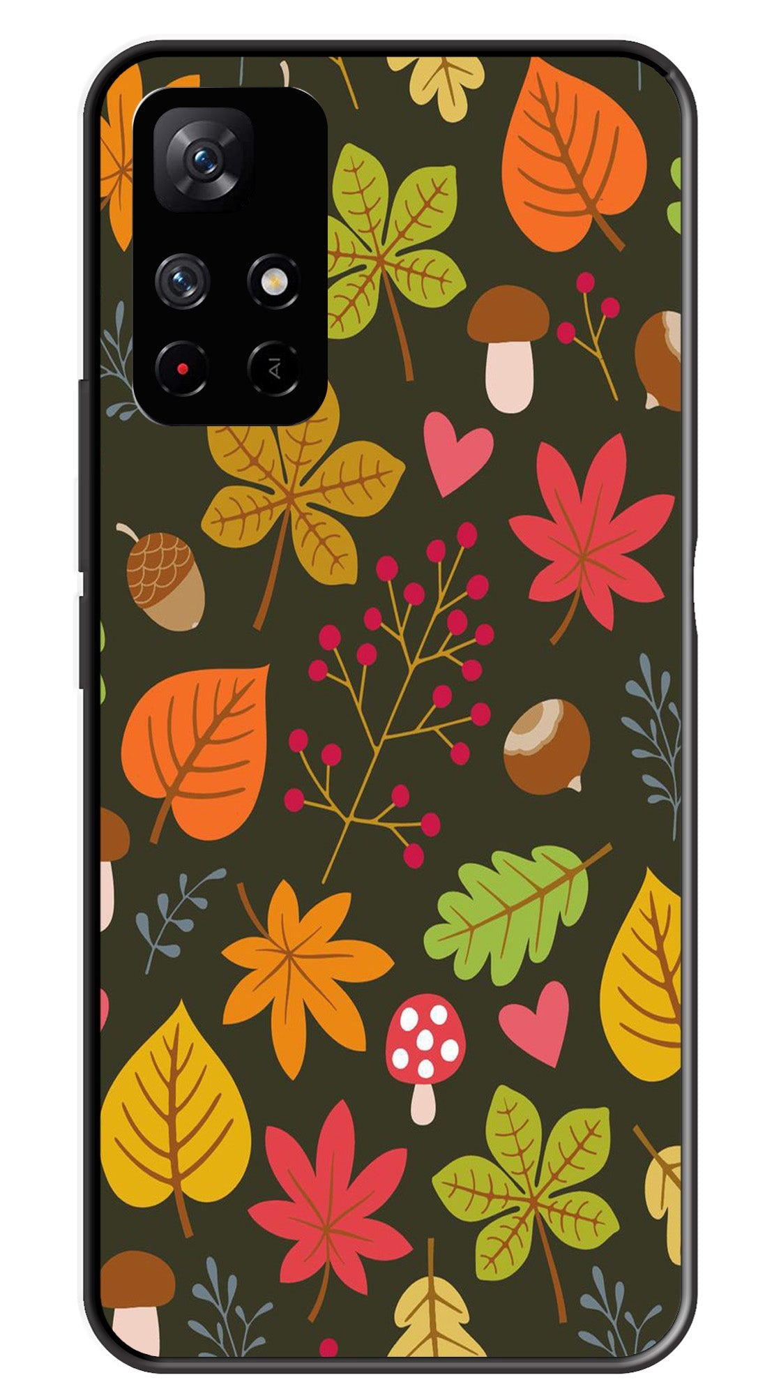 Leaves Design Metal Mobile Case for Redmi Note 11T Leaves Design Metal Mobile Case for Redmi Note 11T (Design No -51)
