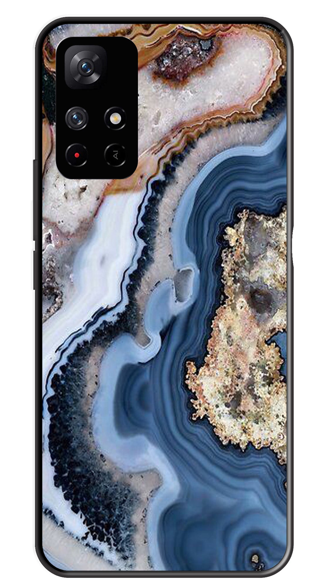 Marble Design Metal Mobile Case for Redmi Note 11T (Design No -53)