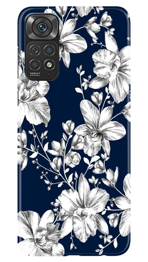 White flowers Blue Background Mobile Back Case for Redmi Note 11s (Design - 14) White flowers Blue Background Case for Redmi Note 11s