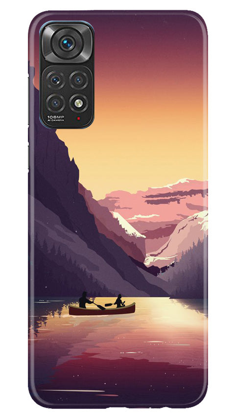 Mountains Boat Mobile Back Case for Redmi Note 11s (Design - 150) Mountains Boat Case for Redmi Note 11s (Design - 150)