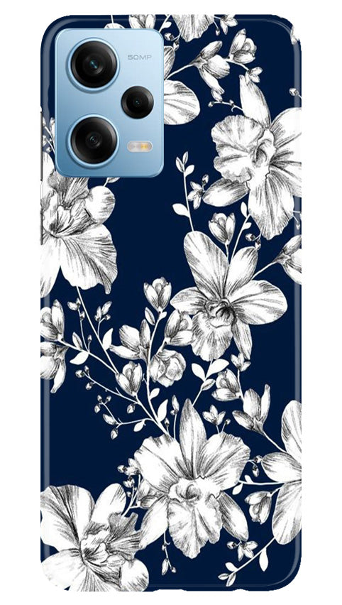 White flowers Blue Background Mobile Back Case for Poco X5 Pro 5G (Design - 14) White flowers Blue Background Case for Poco X5 Pro 5G