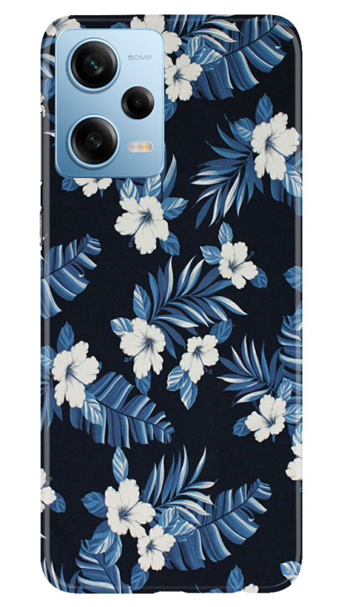 White flowers Blue Background2 Mobile Back Case for Redmi Note 12 5G (Design - 15) White flowers Blue Background2 Case for Redmi Note 12 5G
